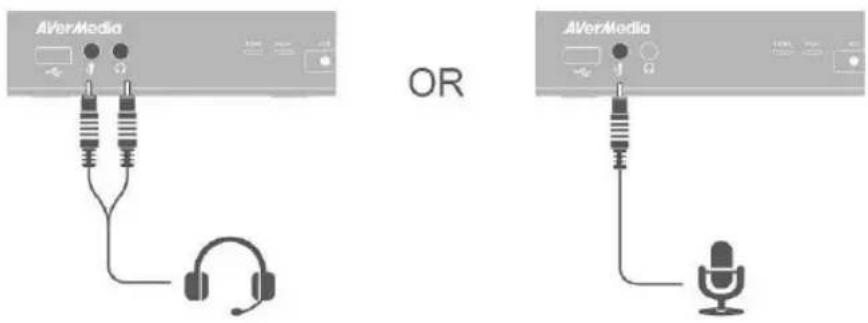 AVERMEDIA Live Streamer MIC 350 - Connecting the Device to Your Microphone and Headset - 1
