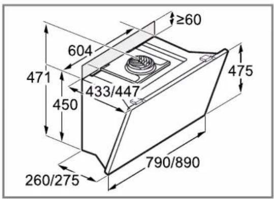 BOSCH DWJ91LT60 - Dimensions de l'appareil - 1