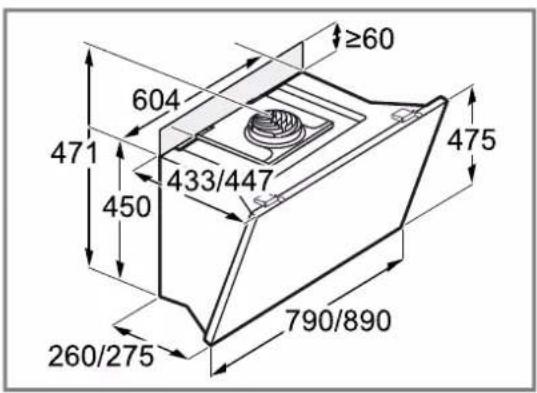 BOSCH DWJ81AN60 - Dimensions de l'appareil - 1