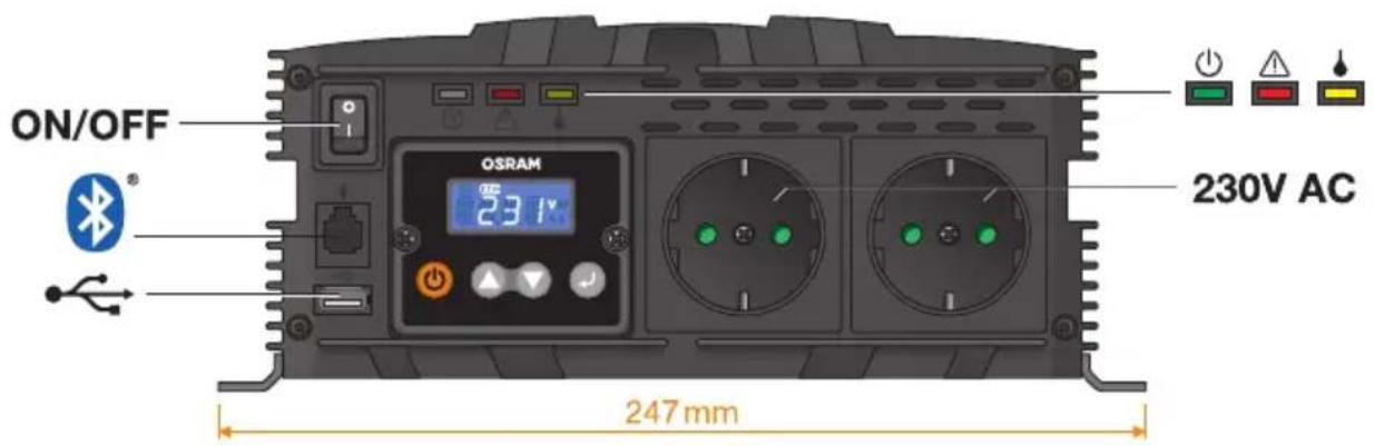Osram Pure Sine Wave 12V DC 1000W RCD - 7