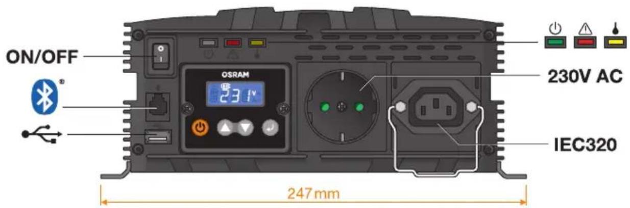 Osram Pure Sine Wave 12V DC 1000W RCD - 4