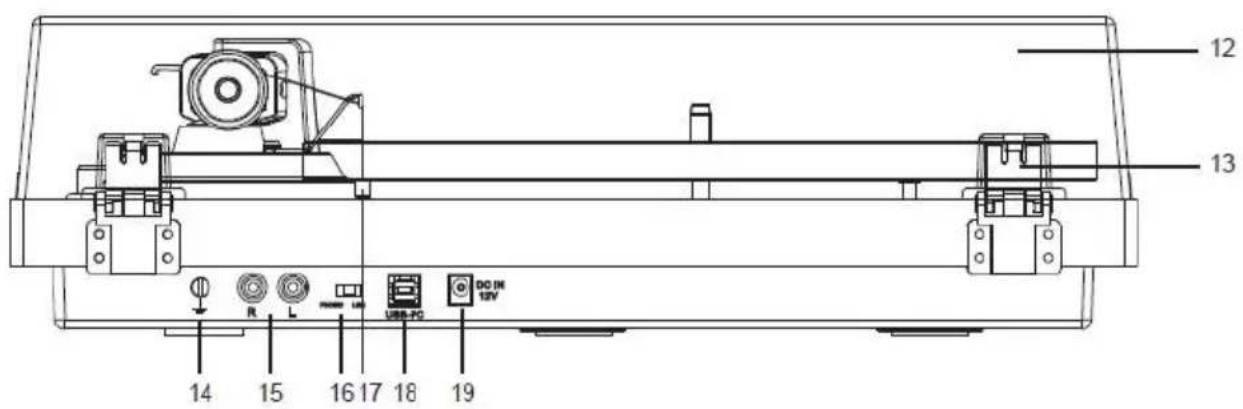 LENCO LBT-335 - ONDERDELEN, FUNCTIES EN AANSLUITINGEN - 2