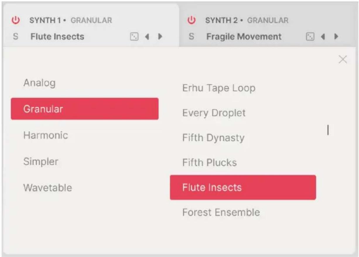 Arturia Augmented WOODWINDS - Sélectionner des presets de parties - 2