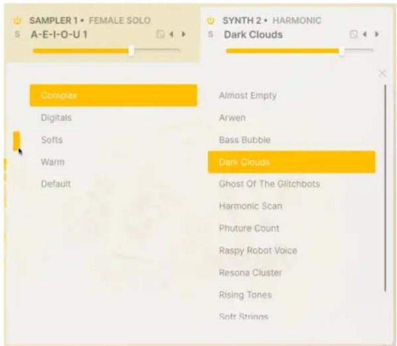 Arturia Augmented WOODWINDS - Sélectionner des presets de parties - 3