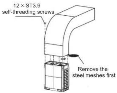 12 × ST3.9 self-threading screws Remove the steel meshes first