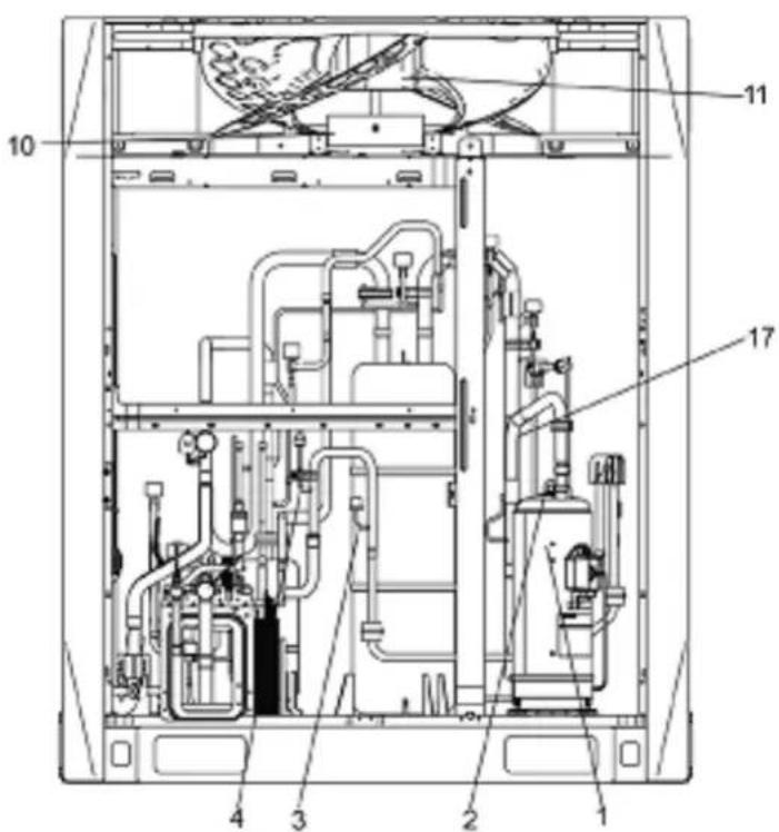 Technical schematic diagram of a device with numbered components for identification