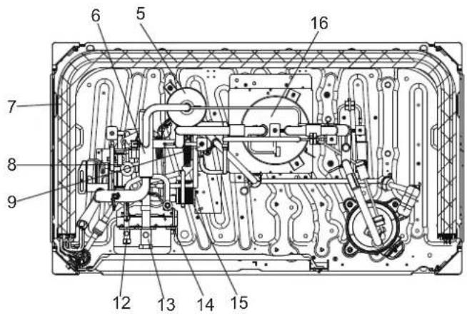 Technical diagram of a mechanical device with numbered components for identification