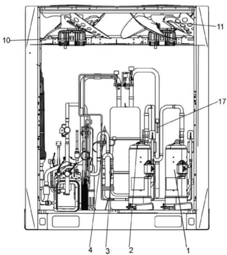 Technical schematic diagram of an industrial device with numbered components for identification