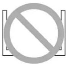 Prohibition symbol with a circle and bracket, indicating exclusion or restriction