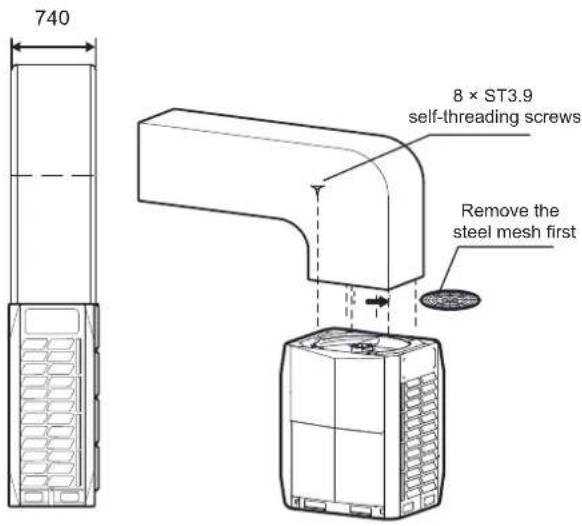 740 8 × ST3.9 self-threading screws Remove the steel mesh first