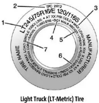 Pontiac Tempest (1994) - Tire Sidewall Labeling - 1