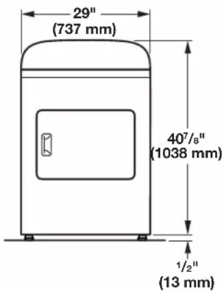 WHIRLPOOL YWED4815EW - Dryer Dimensions - 1