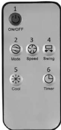 1 ON/OFF 2 3 4 Mode Speed Swing 5 6 Cool Timer