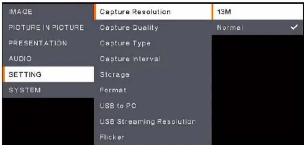 AVer AVerVision A30 - Ajuste (Setting) - 1