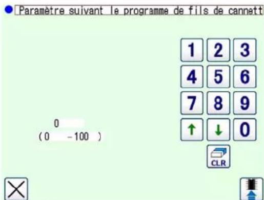 Paramètre suivant le programme de fils de cannett 1 2 3 4 5 6 7 8 9 ↑ ↓ 0 CLR 0 (0 -100 )