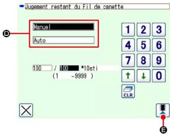 Jugement restant du Fil de canette Manual Auto 1 2 3 4 5 6 7 8 9 ↑ ↓ 0 CLR 100 / 100 *10sti (1 -9999 )