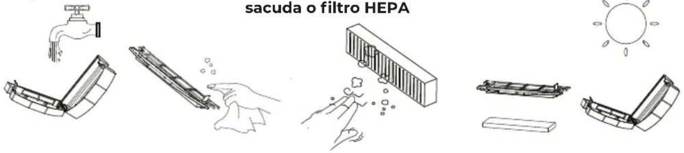 sacuda o filtro HEPA