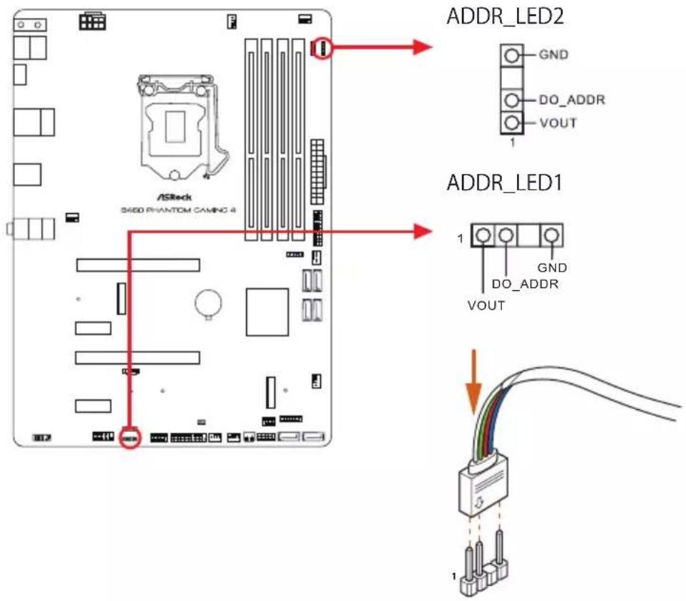 ASROCK B460 Phantom Gaming 4 - アドレサブル RGB LED ストリップを接続する - 1