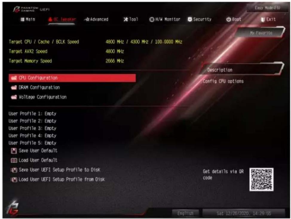 ASROCK B460 Phantom Gaming 4 - OC Tweaker (OC 調整) 画面 - 1
