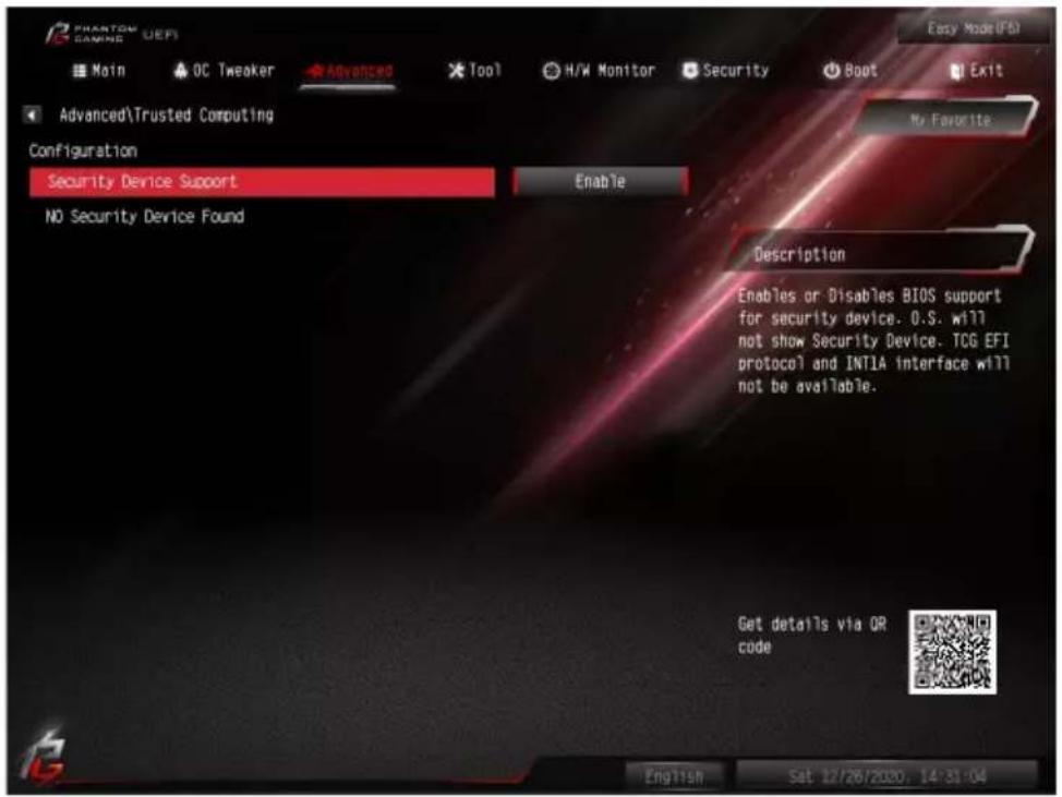 ASROCK B460 Phantom Gaming 4 - Trusted Computing（トラステッド・コンピューティング） - 1