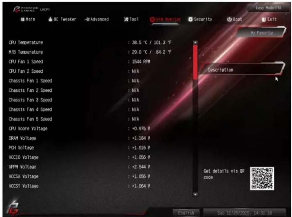 ASROCK B460 Phantom Gaming 4 - Hardware Health Event Monitoring (ハードウェア ヘルス イベント監視) 画面 - 1