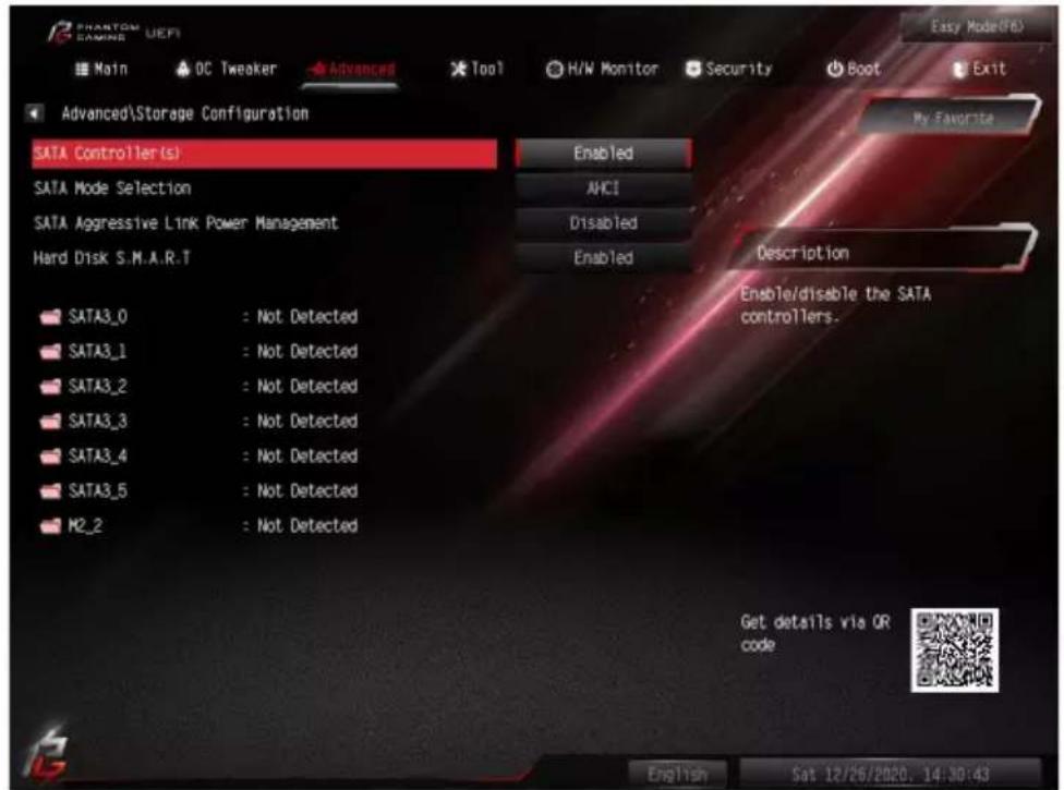 ASROCK B460 Phantom Gaming 4 - Storage Configuration (ストレージ設定) - 1