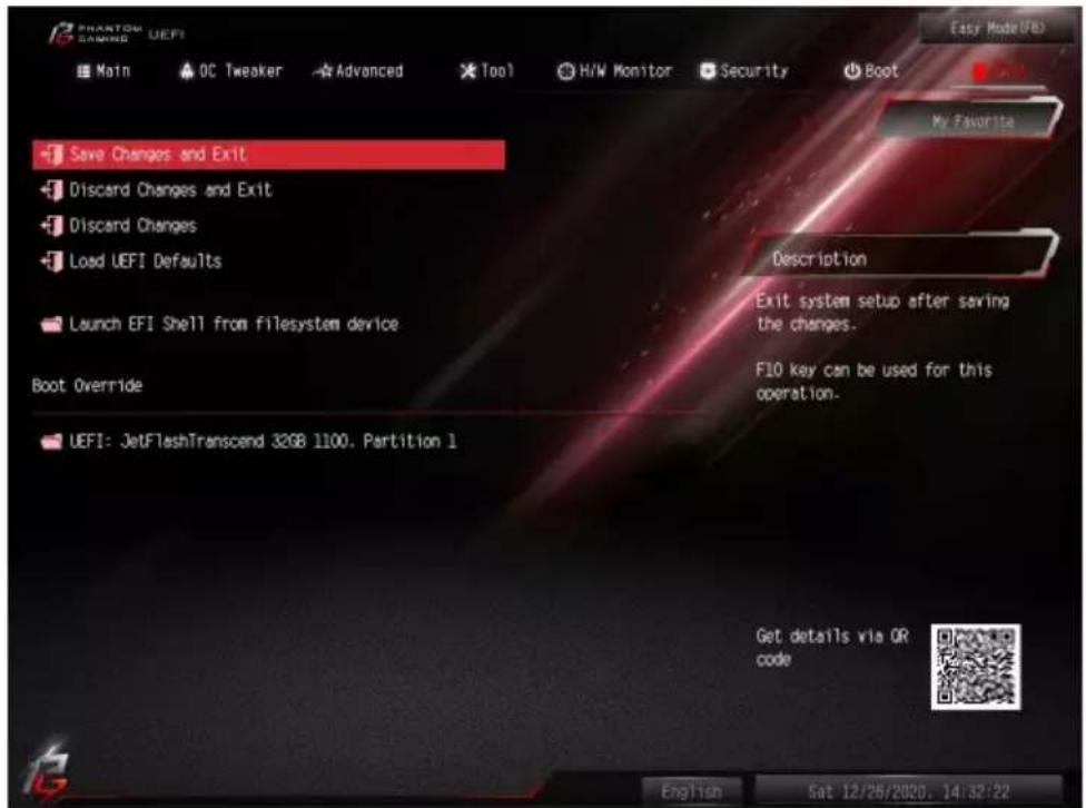 ASROCK B460 Phantom Gaming 4 - Exit (終了) 画面 - 1