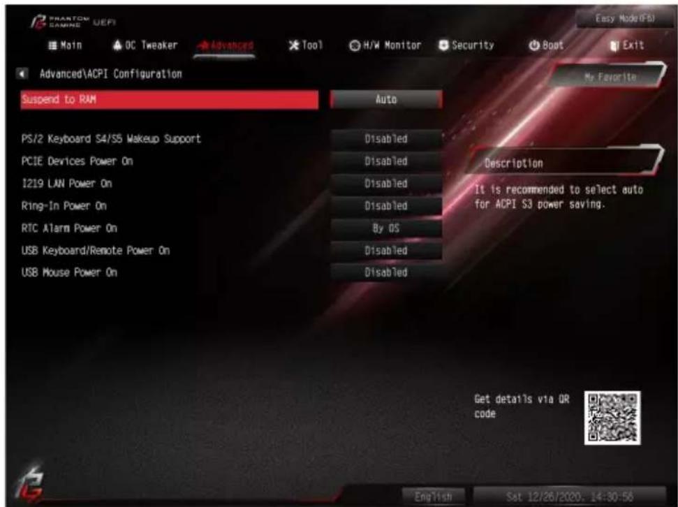 ASROCK B460 Phantom Gaming 4 - ACPI Configuration (ACPI 設定) - 1