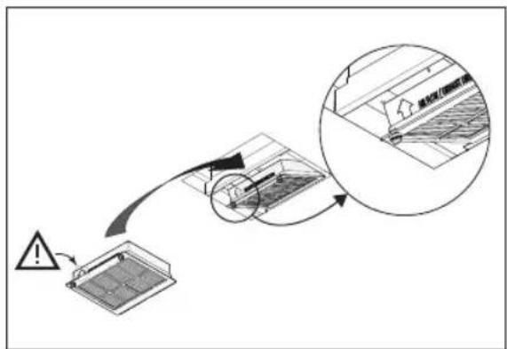 Diagram illustrating a warning or alert mechanism with labeled components and an arrow indicating direction of action.
