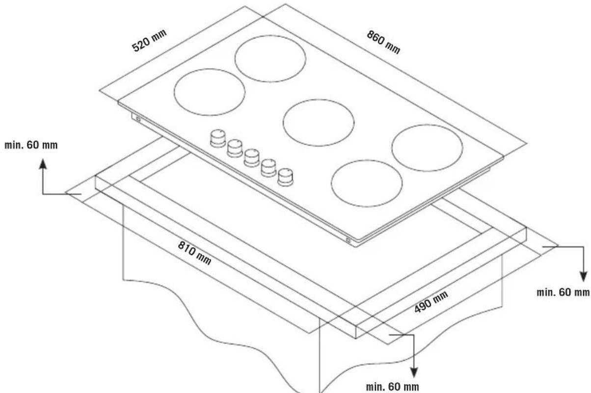 CANDY CHG93WPX MAR - Counter Cut-Off Dimensions - 1
