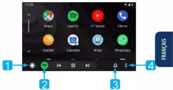 12:32 Mapa Spotify YT Music Phone Audible Calendar Waze WhatsApp 1 2 3 4 FRANÇAIS