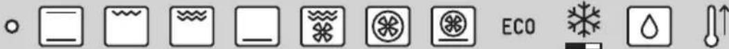 Row of icons representing environmental or safety symbols including CO, water, and Earthquake (ECO)