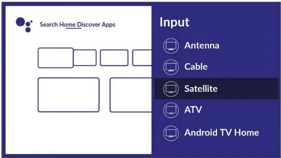 Search Home Discover Apps Input Antenna Cable Satellite ATV Android TV Home