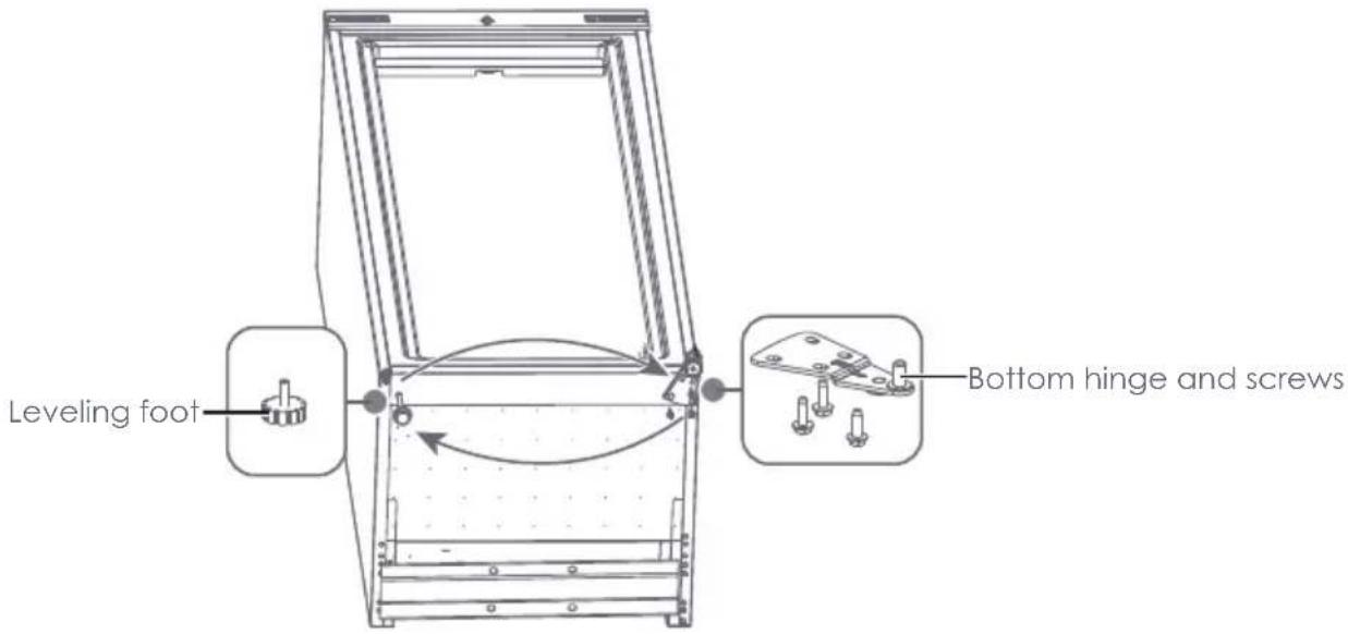 Leveling foot Bottom hinge and screws