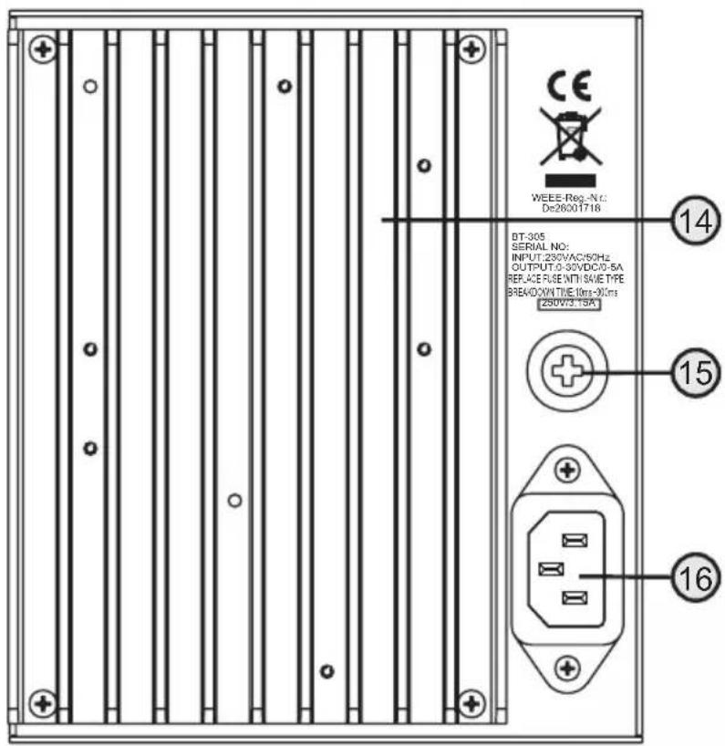 BASETECH BT-305 - Aansluitcontacten en bedieningselementen - 3