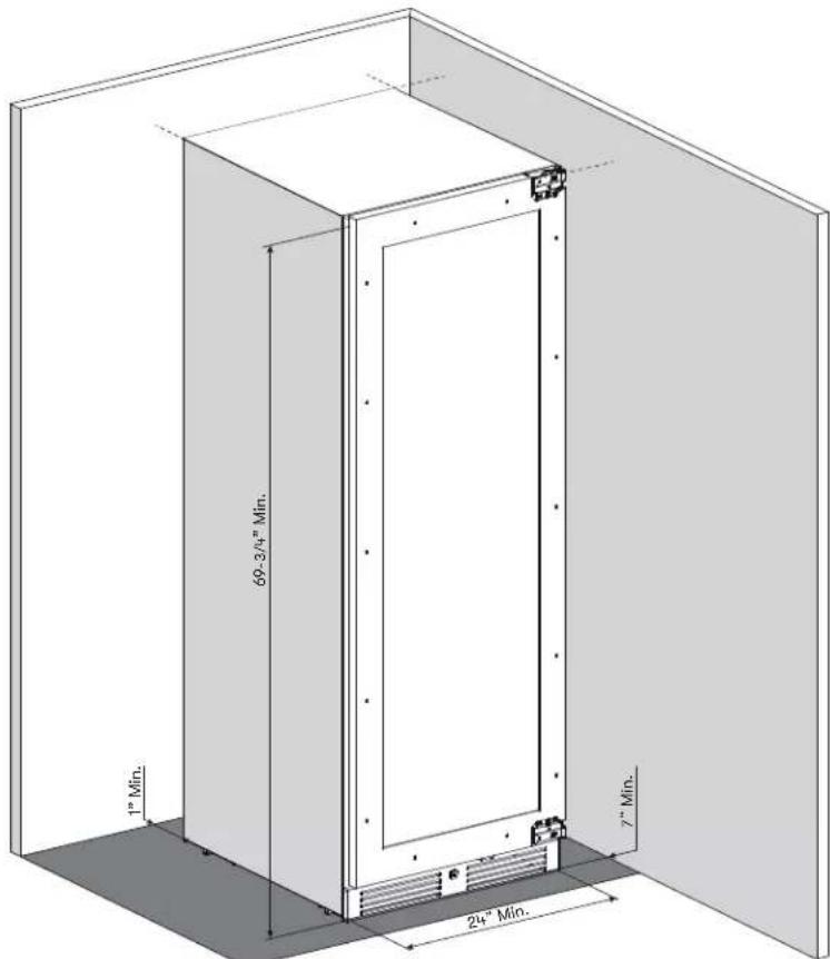 Zephyr Presrv PRB24F01BPG - Installation Clearance Requirements - 1