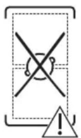 Warning sign with crossed and uncorrected symbols, including a warning triangle and exclamation mark