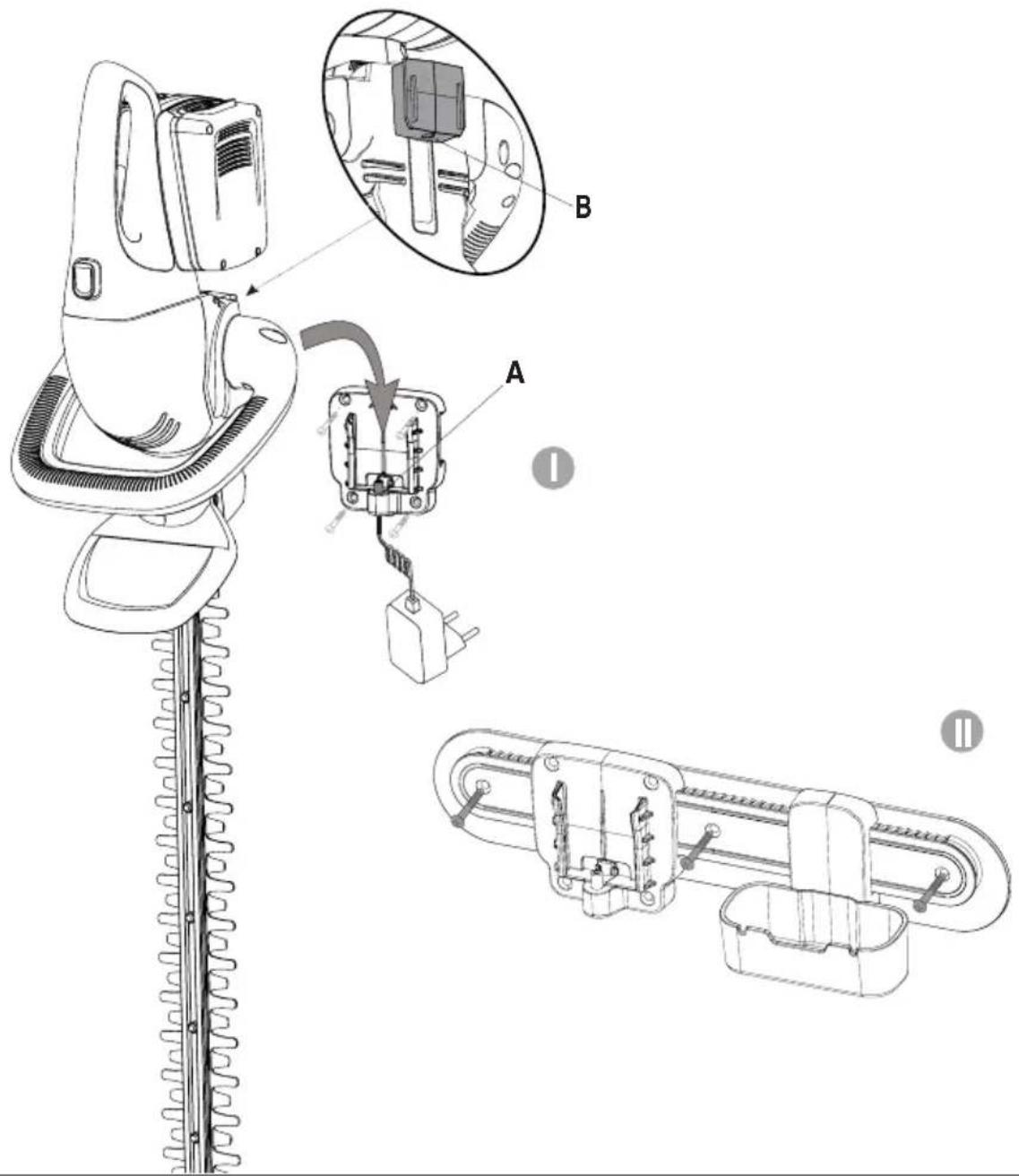 Technical diagram of a hairpin with labeled parts A and B, showing exploded view and assembly steps