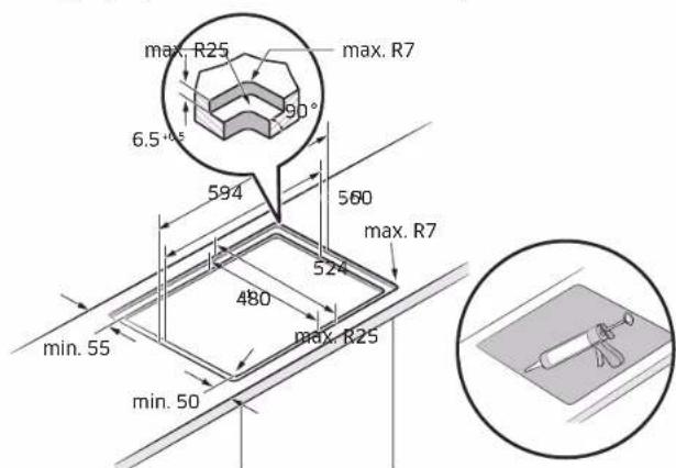 SAMSUNG NZ64B5045KK - Installing the hob - 2