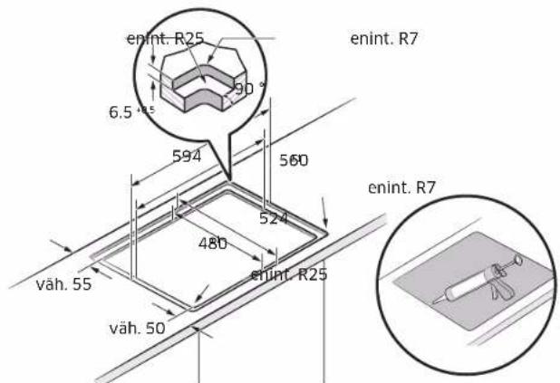 SAMSUNG NZ64B5045KK - Liesitason asentaminen - 2