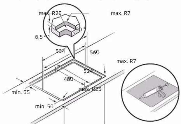SAMSUNG NZ64B5045KK - A főzőlap beépítése - 2