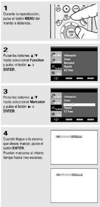 SAMSUNG DVD-P250K - Utilización de la función Bookmark (Marcador) - 1