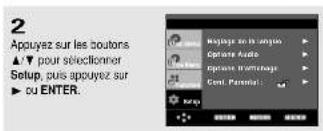 2 Appuyez sur les boutons ▲▼ pour sélectionner Setup, puis appuyez sur ► ou ENTER.
