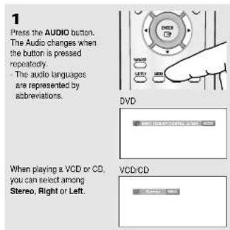 SAMSUNG DVD-P250K - Selecting the Audio Language - 1