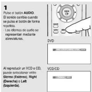 SAMSUNG DVD-P250K - Selección del idioma del audio - 1
