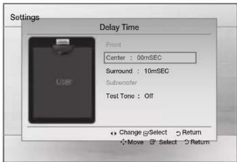 SAMSUNG HT-D555WK - Setting up the Speaker Delay Time - 1