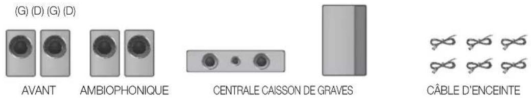 (G) (D) (G) (D) AVANT AMBIOPHONIQUE CENTRALE CAISSON DE GRAVES CÂBLE D'ENCEINTE