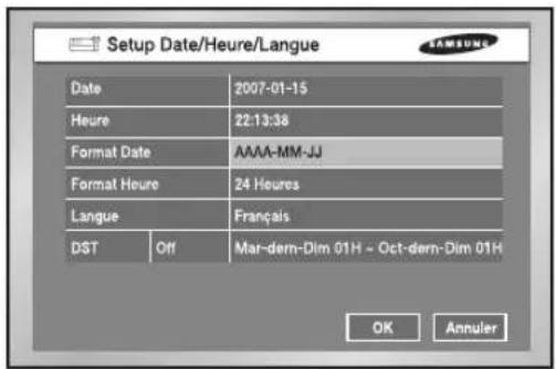 SAMSUNG SHR-2082P2 - Configuration Date / Heure / Langue - 1