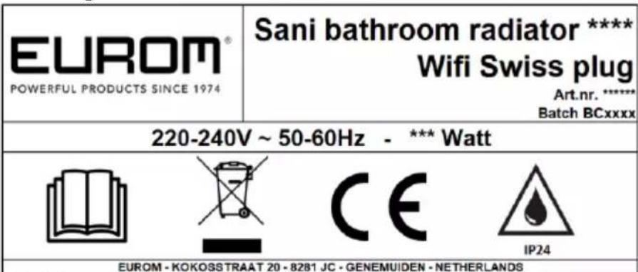 Eurom Sani Bathroom Radiator 800 Wifi - Abbildung 2 - 1