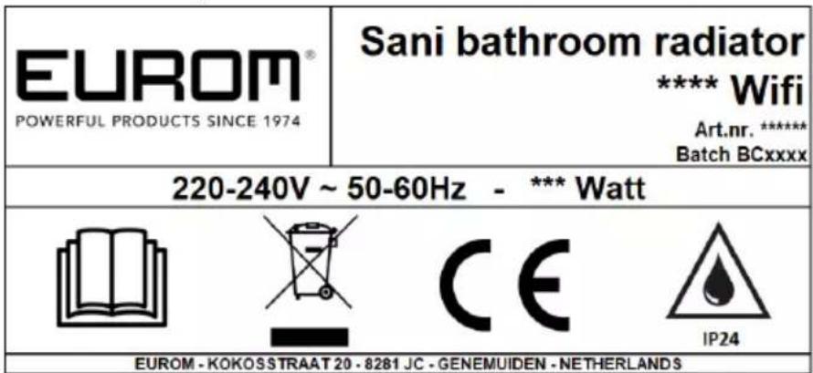 Eurom Sani Bathroom Radiator 800 Wifi - Identifizierung - 1
